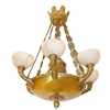 56.4943 Antiqe Bronze Empire 6-Light Chandelier with Alabaster Shades